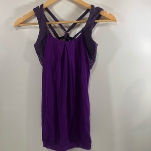 Lululemon Purple Striped Athletic Tank Top